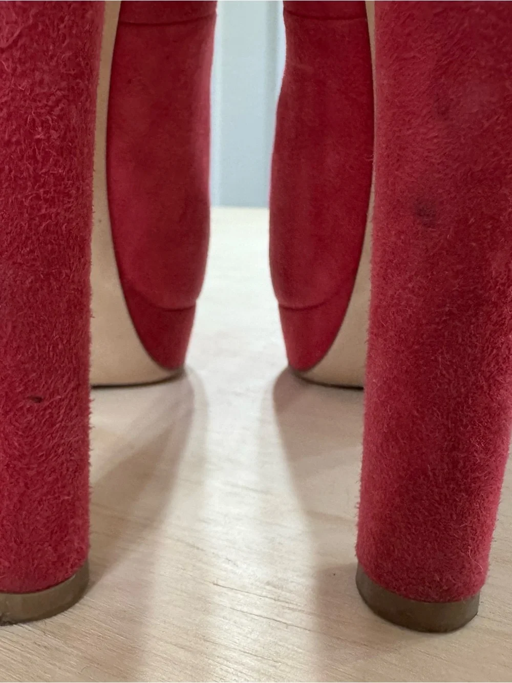 Miu Miu Hot Pink Suede Peep-Toe Platform Pumps